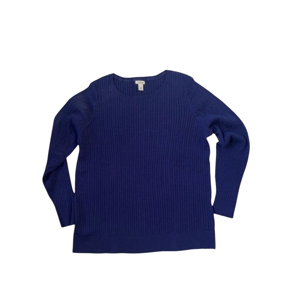 L.L.Bean Womens 2X Cable Knit Crew Neck Long‎ Sleeve Sweater